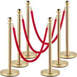 Vevor Velvet Ropes and Posts 5 ft. Rope Stainless Steel Stanchion with Ball Top 6 PCS Crowd Control Barrier