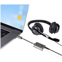 StarTech USB-C Headphone Splitter, USB Type C Dual w/Microphone Input, USB C 3.5mm Dongle, Jack/Aux Output
