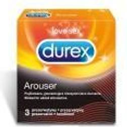 Durex Arouser, Male condom, Ribbed, Transparent, Extra sensation, 3 stk
