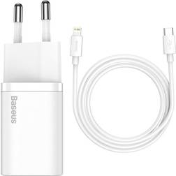 Baseus Compact 20W Vægoplader USB-C Quick Charge med 1 meter USB-C til Lightning Kabel Hvid