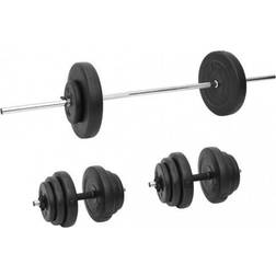 vidaXL Vægtstang og håndvægt med skiver 60 kg