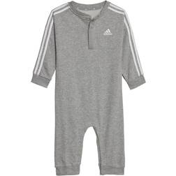 adidas Infant Essentials 3-Stripes French Terry Bodysuit - Medium Grey Heather/White (IA2546)