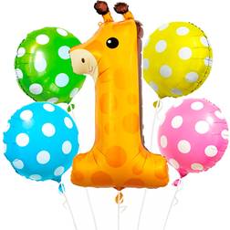 GoDan Foil balloons-set Giraffe number 1, 5p.