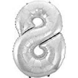 GoDan folieballon nummer 8 sølv 85 cm (FG-