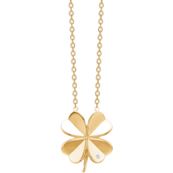 Mads Z Clover Necklace - Gold/Beige/Transparent