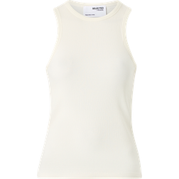 Selected Anna Ribbed Tank Top - Snow White