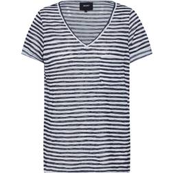 Object Stribet t-shirt med V-hals marineblå og hvid-Multifarvet Marineblå stribe