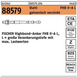 Fischer Baubeschläge + Holzverbinder, Highbond-Anker R 88579 M 8 60/ 10 Stahl galvanisch verzinkt Stk.