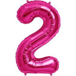 Horror-Shop Folienballon Zahl 2 Pink Partydeko