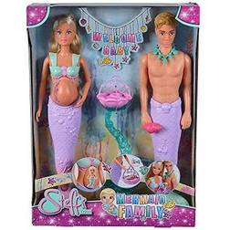 Simba 105733524 Steffi Love Mermaid Family, doll as pregnant mermaid with Kevin as a merman, with baby bed, 29 cm dress-up dolls, toy dolls