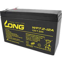 Long WP7.2-12A/F1 WP7.2-12A/F1 VRLA 12 V 7.2 Ah AGM W x H x D 151 x 102 x 65 mm 4.8 mm blade terminal VDS certificate, Low self-discharge levels