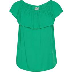 Ichi Blouse With Short Sleeve - Holly Green