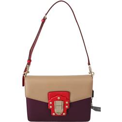 Dolce & Gabbana Purple Beige Red Leather Crossbody Purse Women's Bag