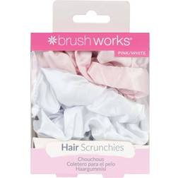 Brush Works Pink & White Satin Scrunchies 4pcs
