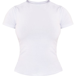 PrettyLittleThing Cotton Blend Fitted Crew Neck T-shirt - Basic White