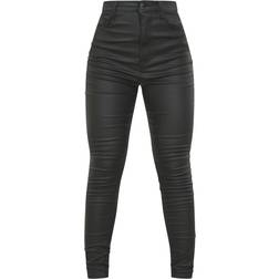 PrettyLittleThing Hourglass Coated Skinny Jeans - Black