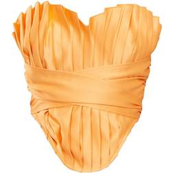 PrettyLittleThing Pleated Drape Front Corset - Pastel Orange