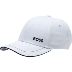 HUGO BOSS Cotton-Twill Cap with Curved Logo - White