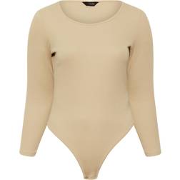 Yours Long Sleeve Ribbed Bodysuit - Brown