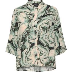 Soaked in Luxury Sllivinna Blouse - Loden Green Marble Print