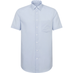 Seidensticker Non-iron Fil a Fil Short Sleeve Business Shirt - Light Blue
