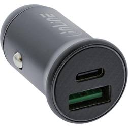 InLine 12V USB-C/USB-A biloplader 4.8A/60W Grå