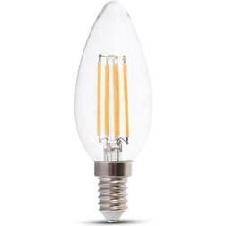 V-TAC E14 LED Dimmbare Filamentlampe 4 Watt & 400 Lumen 3000K warmweiße Lichtfarbe 300° Abstrahlwinkel 20.000 Stunden geeignet für E14-Fassungen