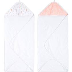 Aden + Anais Essentials Hooded Towels 2 Pack in Blushing Bunnies Cotton Muslin Blushing Bunnies