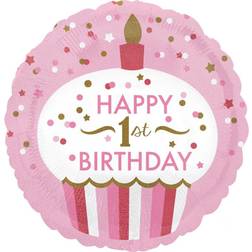 Teka Folienballon 1st Birthday Cupcake Girl