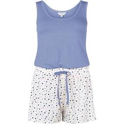 Lady Avenue Bamboo Top And Boxer Pajama Set - Blue/White