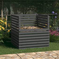 vidaXL kompostbeholder 100x100x102 massivt fyrretræ grå