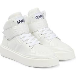 Ganni Sporty Mix Cupsole High Top Velcro Sneakers Egret Hvid