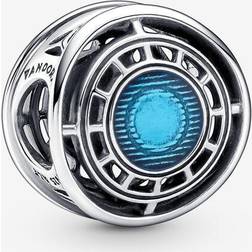 Pandora Moments Marvel Avengers Iron Man Arc Reactor Sterling Sølv Vedhæng med Blå Emalje