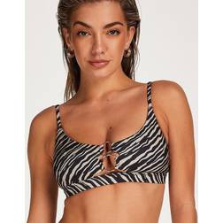 Hunkemöller Cropped bikinitop med ringdetaljer brunt zebraprint Brun