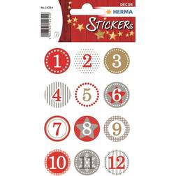 Herma stickers Decor jule kalendergaver rød 1-24 2