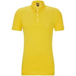 HUGO BOSS Stretch Cotton Slim Fit with Logo Patch Polo Shirt - Light Yellow