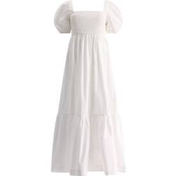 Ganni Cotton Poplin Smock Maxi Dress Kvinde Maxi Kjoler hos Magasin Bright White