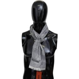 Missoni Mens Gray Floral Wool Unisex Neck Wrap Fringes Scarf Grey One