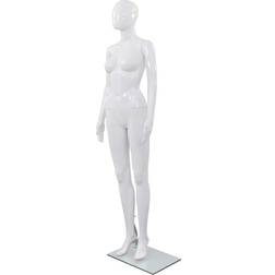 vidaXL mannequin kvinde fuld figur glassokkel hvid højglans 175 cm