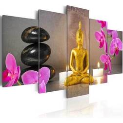 Artgeist Golden Buddha and orchids Billede