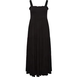 Yours Shirred Strappy Sundress - Black