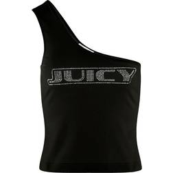 Juicy Couture Sort oneshoulder-top med logo rhinsten-Black SORT