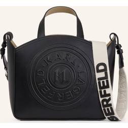 Karl Lagerfeld K/circle Embossed Logo Small Tote Bag, Woman, Black, Size: One size