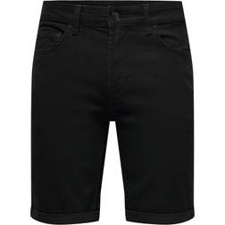 Only & Sons Avi Denim Shorts - Black