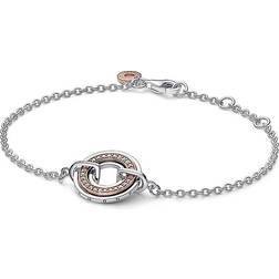 Pandora Signature armbånd to-tonet pavéret cirkel sølv rosa 18 cm