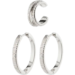 Pilgrim Care Semi Hoop & Cuff Earrings Set - Silver