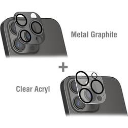 4smarts iPhone 15 Pro 15 Pro Max StyleGlass Kameralinse Beskyttelsesglas 2 stk. Metal Graphite Clear Acryl