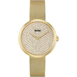 HUGO BOSS Gold-effect watch with crystal-studded