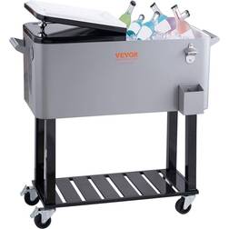 Vevor 80Qt Rolling Cooler Cart with Bottle Opener Drainage Patio Party Bar Drink