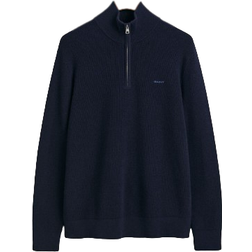 Gant Men Ribbed Half Zip Sweater - Evening Blue